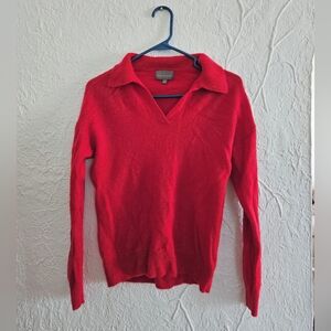 Red V-Neck Women's Sweater